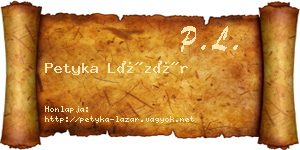 Petyka Lázár névjegykártya